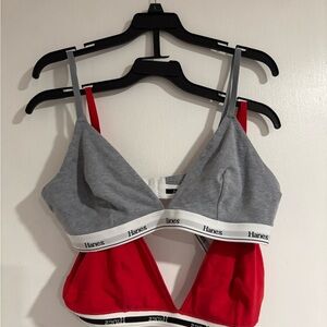 Hanes Red and Gray Bralette Set
